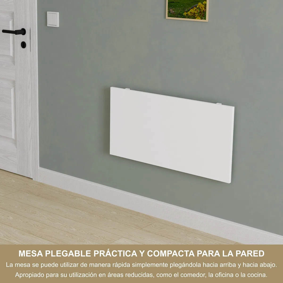 KDR Mesa Plegable de Pared 80 x 40 cm – Mesa abatible Multifuncional Ahorra Espacio, Escritorio Plegable o Mesa de Comedor para Cocina, Oficina o Estudio (Blanco)