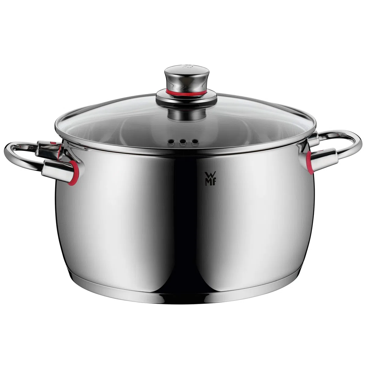 WMF Quaity One - Batería de Cocina 9 Piezas, Acero Inoxidable Apto para Inducción, 1 Cacerola Baja de 20 cm, 3 Cacerolas Altas de 16 cm, 20 cm y 24 cm, 1 Cazo 16 cm con 4 Tapas de Cristal