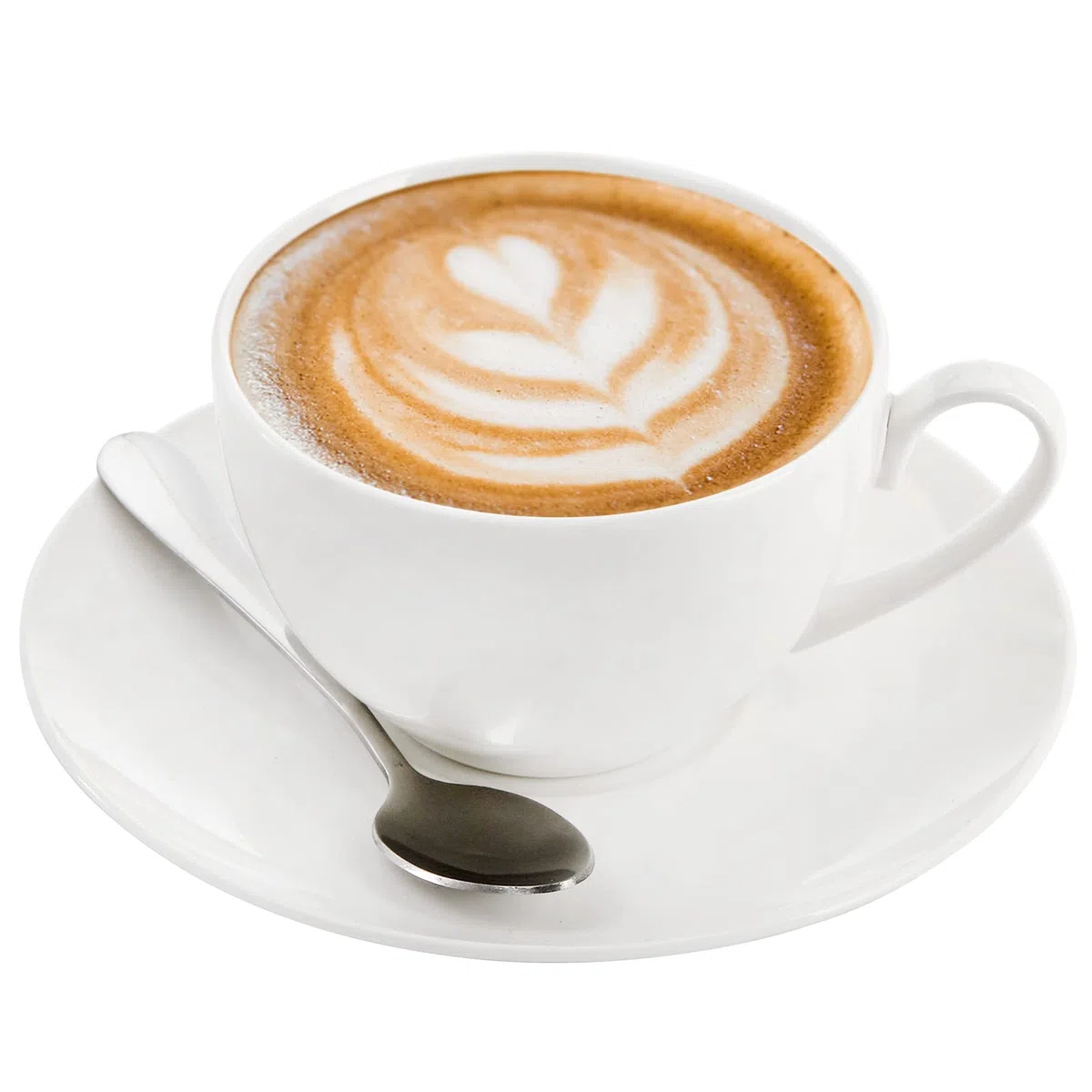 Foraineam Juego de 6 tazas de café expreso con platillos y cucharas, juego de tazas de té blanco de 6 onzas, taza de café de porcelana y platillo con cuchara de acero inoxidable para bebidas de café