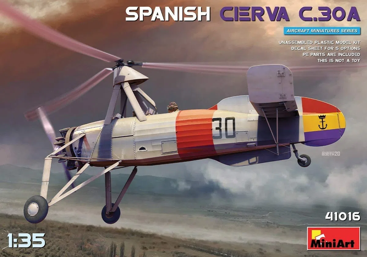 Miniart 41016 1:35 Span. Cierva C.30A-réplica Original, modelismo, Kit plástico, Manualidades, Hobby, encolado, maquetas, Montaje, sin Pintar.