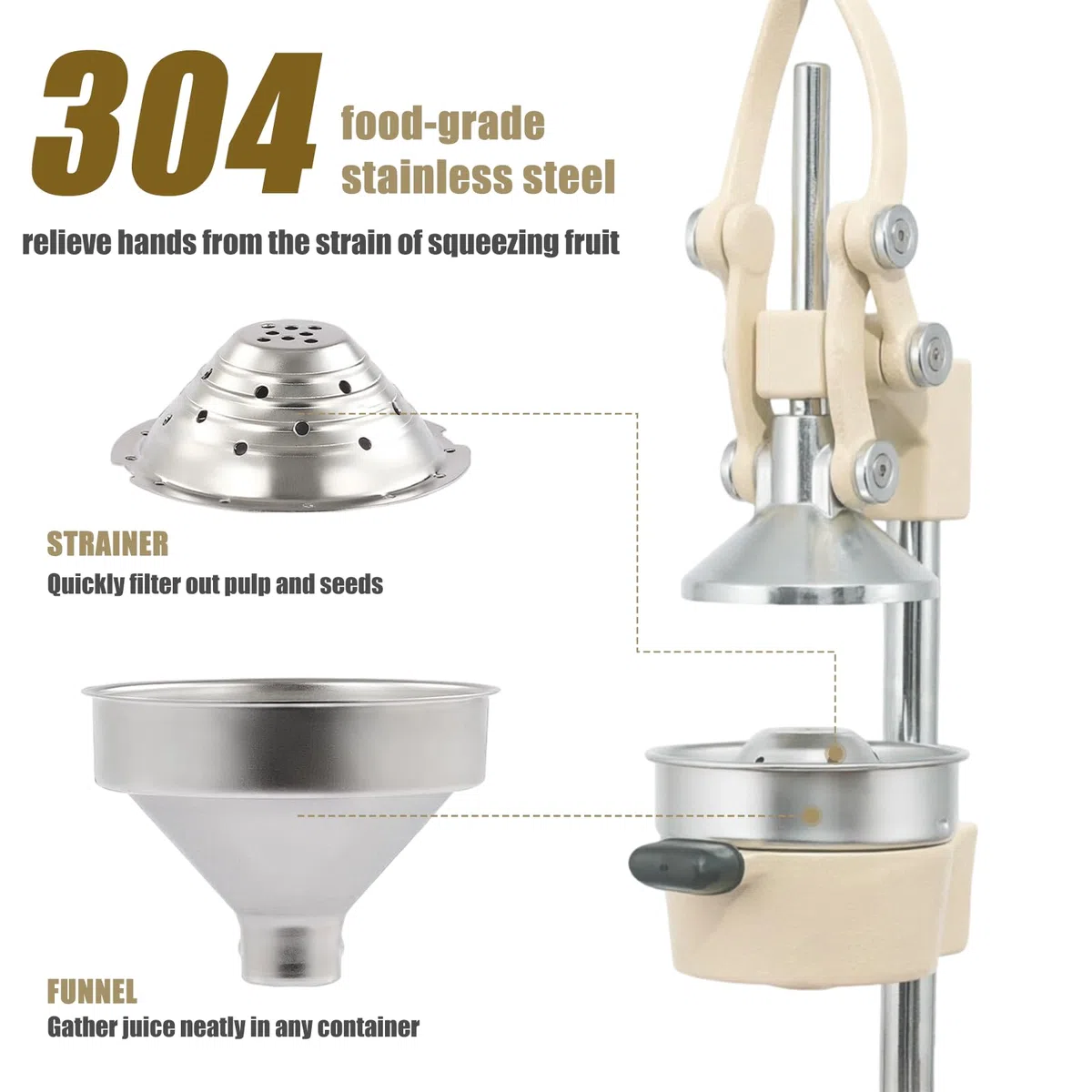 Kitchen - Exprimidor de jugo de naranja de hierro fundido, fácil de limpiar, exprimidor de cítricos profesional, exprimidor de limón de acero inoxidable duradero, prensa manual resistente de cítricos