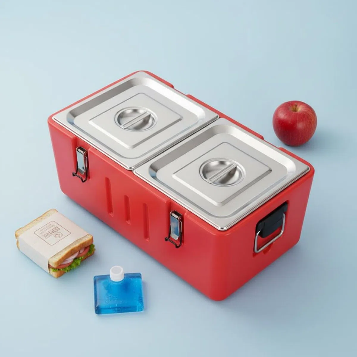 Contenedor Isotérmico 3 Compartimentos Gran Capacidad Calentador de Alimentos Portátil para Restaurantes, Ocasiones, Picnic