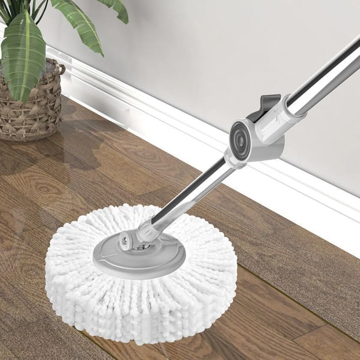 Set Fregona Con Cubo Mango Ajustable Ligero | Kit Cubo Giratorio Con Escurridor Autotorsión Apta Para Suelos De Madera, Baldosas, Mármol, Baño, Salón Y Áreas Con Acabado