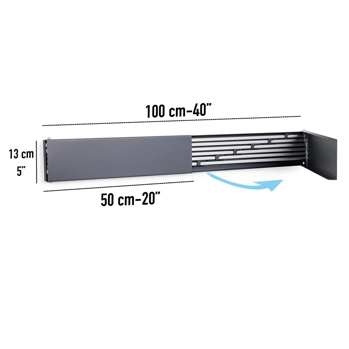 Tendedero de pared de 100 cm – 6 barras plegables y extensibles – 6 m de longitud de secado – hasta 25 kg – ahorra espacio – para interior y exterior – antracita