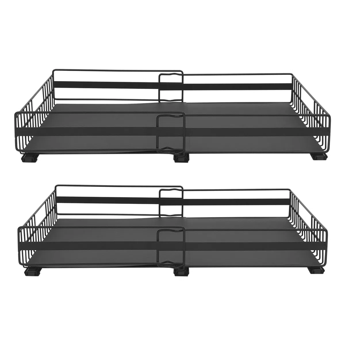 2 cajones telescópicos para armarios de cocina, cajones extensibles, cajones para cafeterías, cocinas, tiendas de leche (negro)