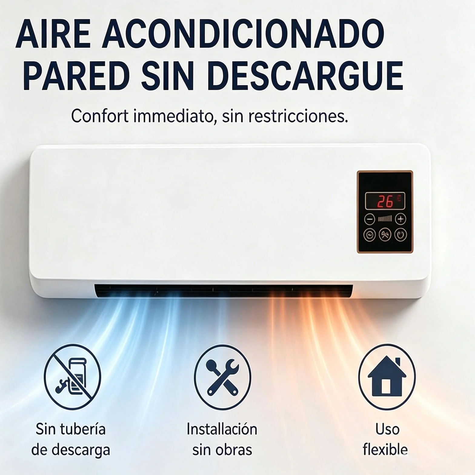 Aire Acondicionado Pared Sin Unidad Exterior, Aire Frio Calor Sin Unidad Exterior, CalefaccióN/Aires Acondicionados RáPido Y Natural SúPer Silencioso (Blancas)
