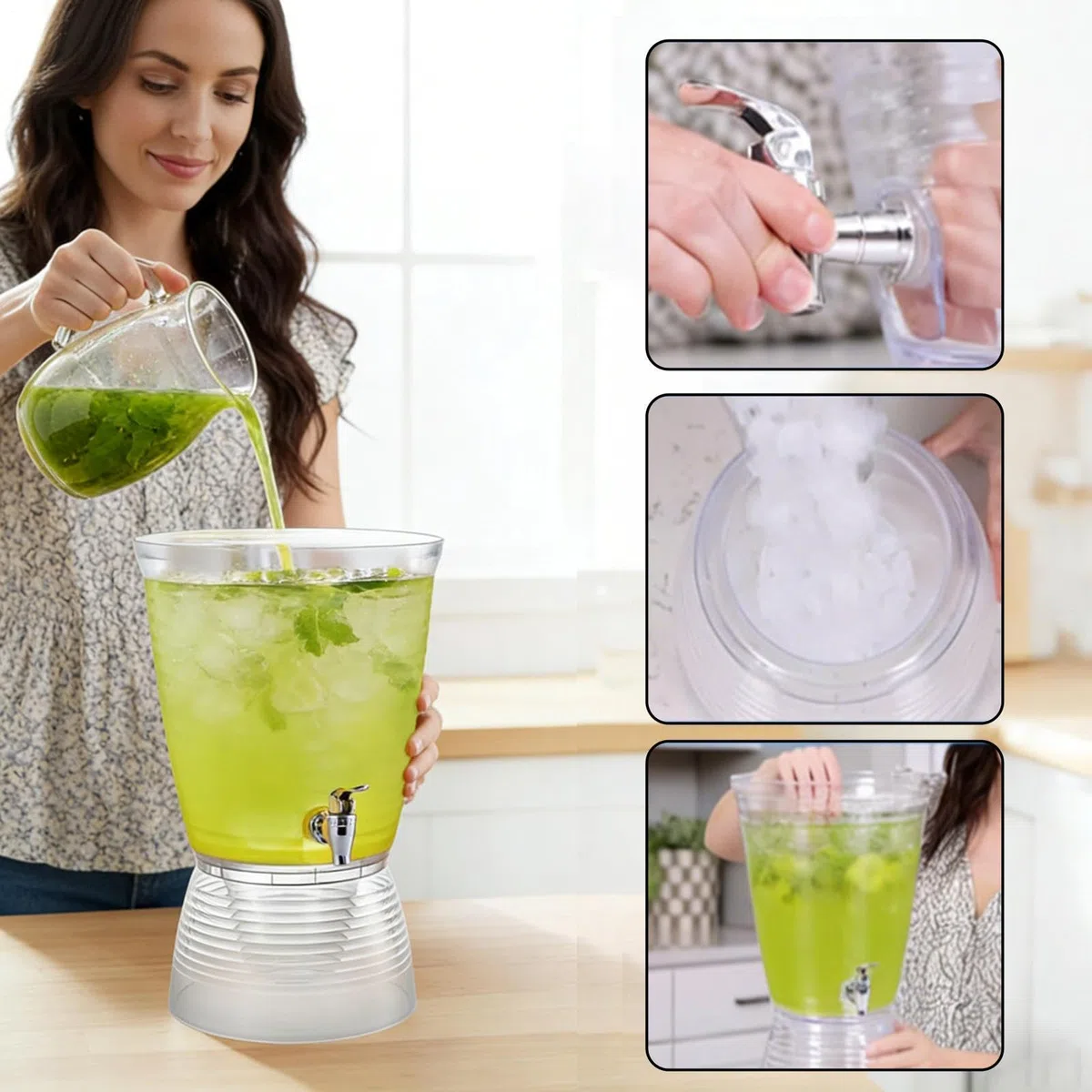 Jarra Dispensador de Bebidas Jarra de 6L para Refrescos | Grifo para Bebidas Frías para Barman, Mujeres, Hombres, Hogar, Oficina, Cafetería, Cumpleaños, Barbacoa, Boda, Picnic