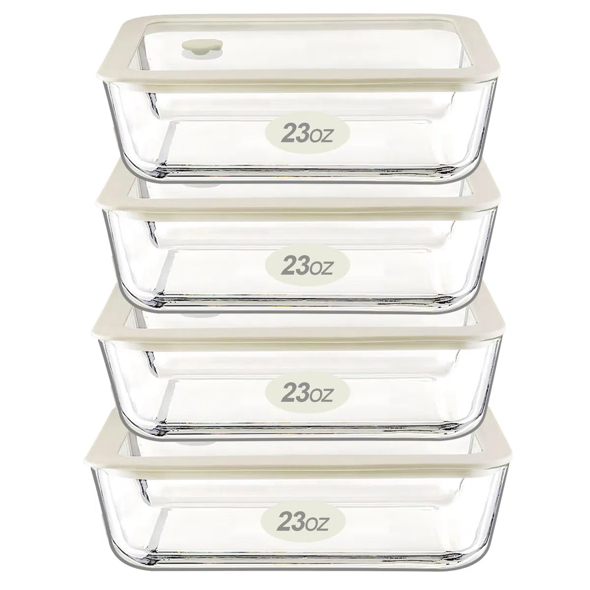 Urban Green Juego de Contenedores y Envases de Vidrio para Alimentos con Tapa de Vidrio (Arena Blanca - 4P)