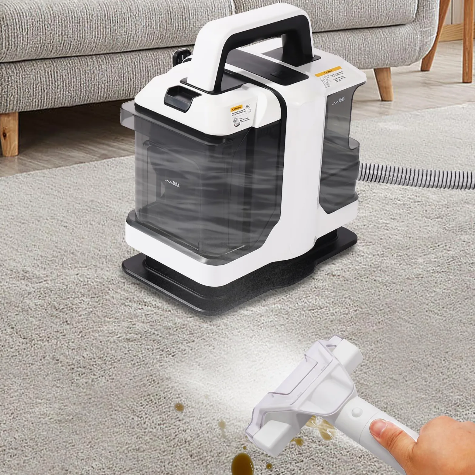 Máquina de limpieza de alfombra a mano, limpiador profundo para alfombra, almohadillas y sofás, resistente y duradero