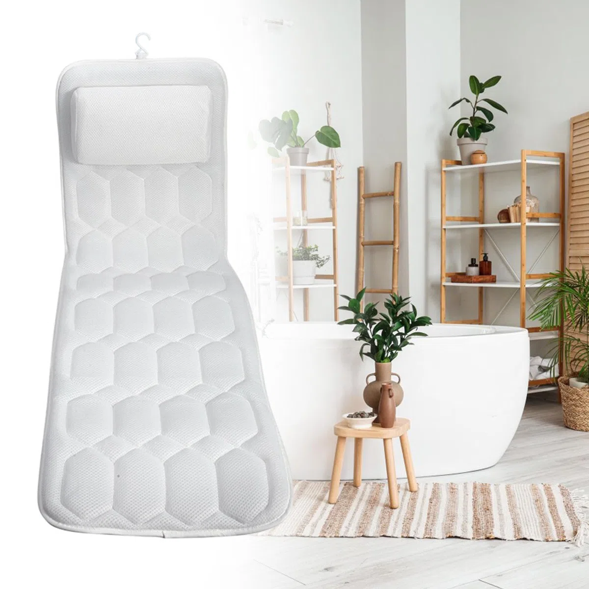 Almohada de Bañera con Soporte para La Espalda, Accesorio Portátil para SPA con Ventosas, Almohadilla de Baño, Reposacabezas, Almohada para Remojar La