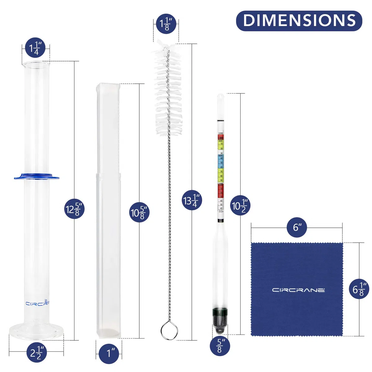 Circrane Hidrómetro de triple escala y tarro de vidrio para vino cerveza, vino, Mead y Kombucha, ABV, Brix y Gravity Test Kit
