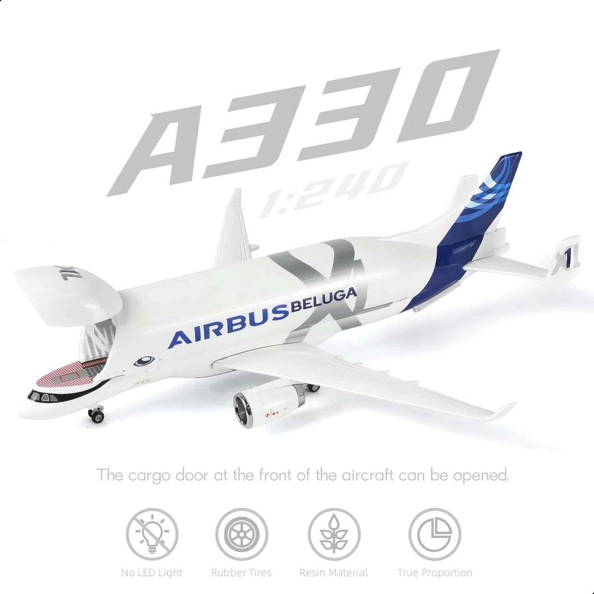 1/220 A330 Beluga XL1 - Maqueta de avión de metal fundido a presión con soporte (30 cm) para Airbus a330-743L Super Transport Beluga