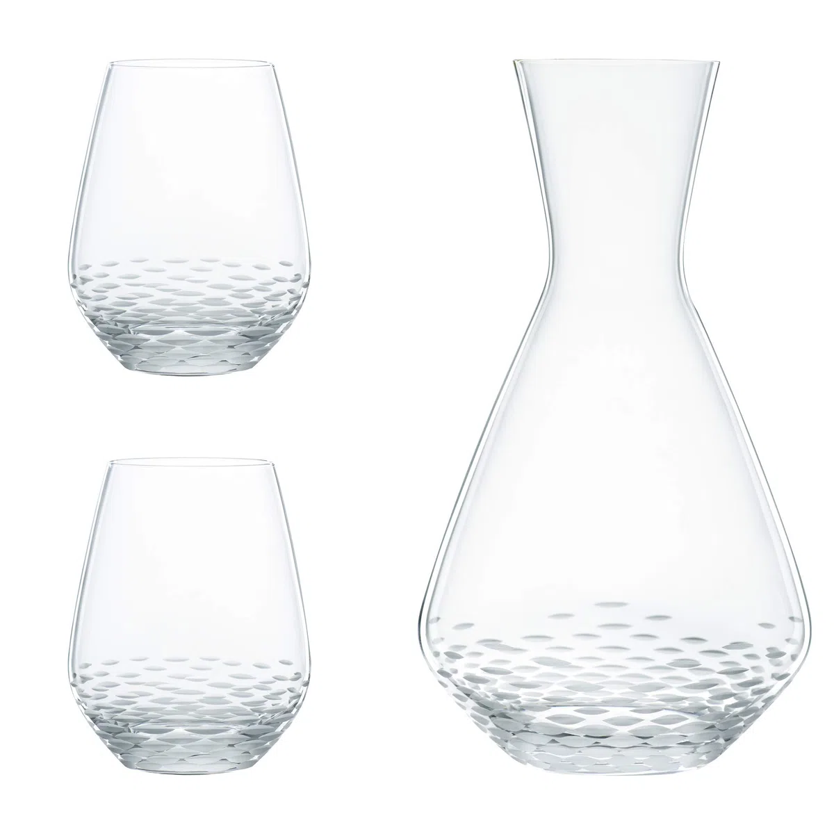 Spiegelau & Nachtmann, Juego de decantador de 3 piezas, jarra (1,4 l) y 2 vasos (460 ml), diseño de mosaico