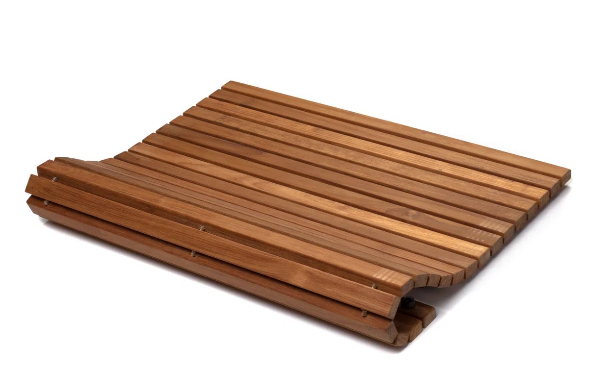 AsinoX TEK4H880 - Tarimas de ducha y baño flexible, 66 x 66 cm, madera de teca, color natural