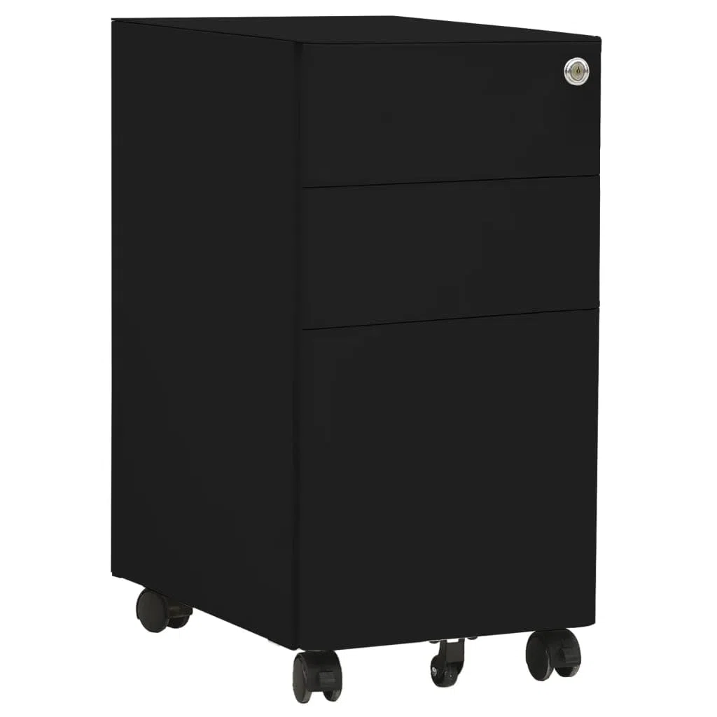 vidaXL Armario Archivador Móvil Documentos Oficina Despacho Archivos Estudio Almacenamiento Muebles Estante Decoración Acero Negro 30x45x59 cm