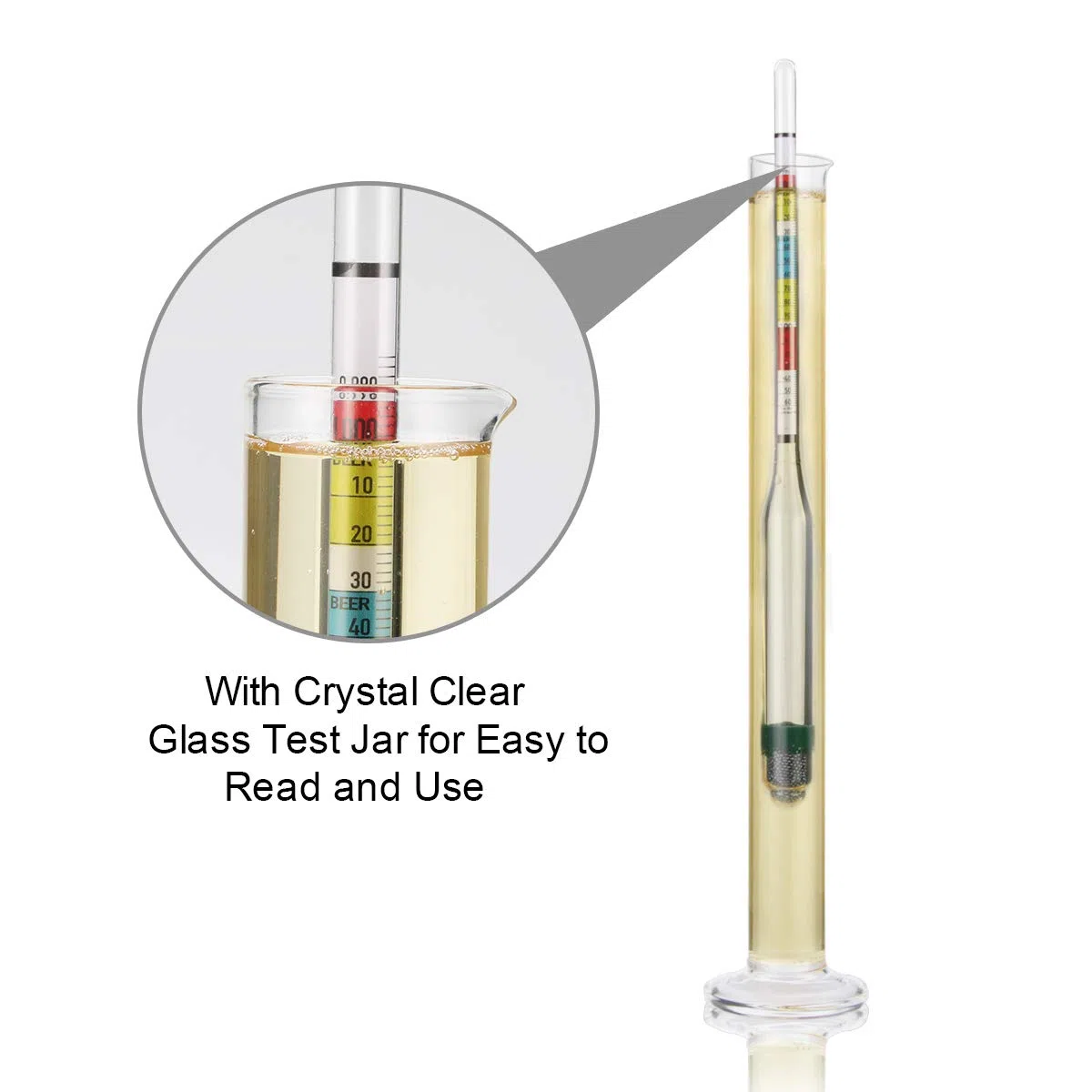 Circrane Hidrómetro de triple escala y tarro de vidrio para vino cerveza, vino, Mead y Kombucha, ABV, Brix y Gravity Test Kit