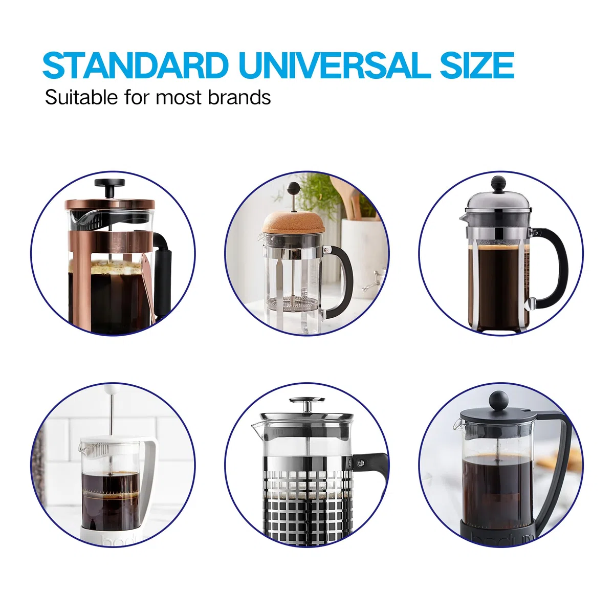 Vaso de vidrio de repuesto de prensa francesa de diseño universal estándar de 34 onzas, se adapta a la mayoría de las marcas de cafeteras de prensa francesa (1 cuarto / 1000 ml / 5-6 tazas) prensa de