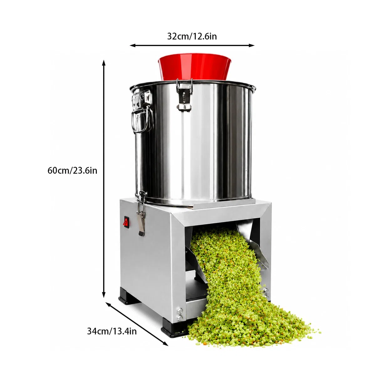 Picadora Eléctrica Comercial De Verduras, Procesador De Alimentos Multifuncional De Acero Inoxidable, Con Boca De Entrada Ancha De 32 Cm; Trituradora De Alimentos Para Aves Y Repollo 2200W