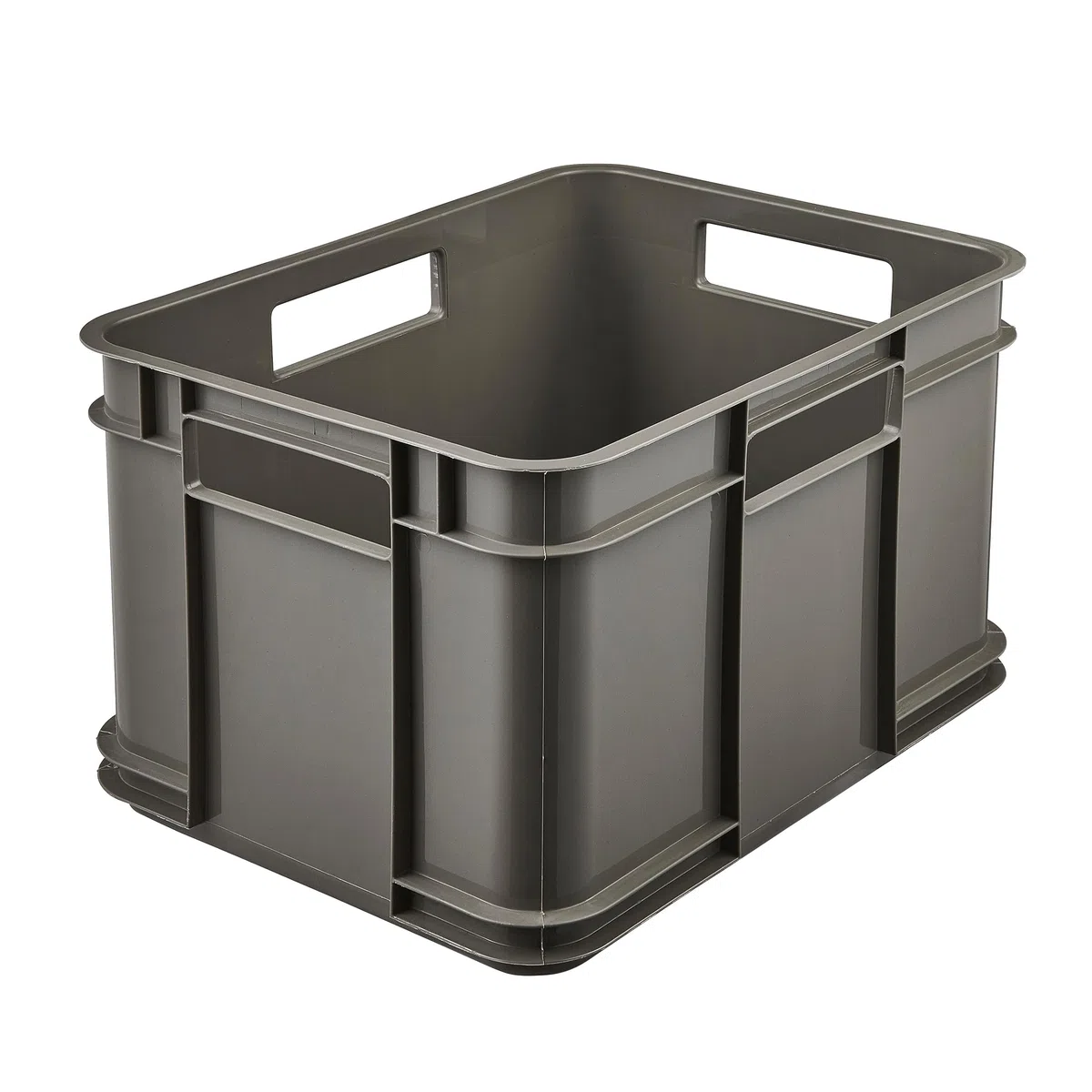 keeeper Contenedor de almacenamiento con asas, Euro-Box M, Plástico Procyclen, 16 l, Bruno Eco Line, Eco-Gris