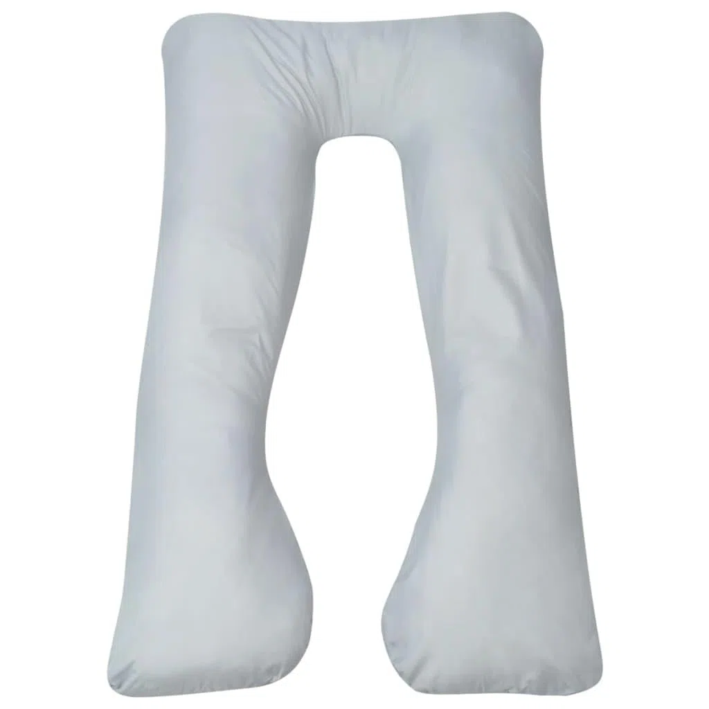 Mangloder - Almohada de maternidad gris 90 x 145 cm, en forma de U, de microfibra con relleno de algodón PP, funda lavable, soporte para espalda y vientre
