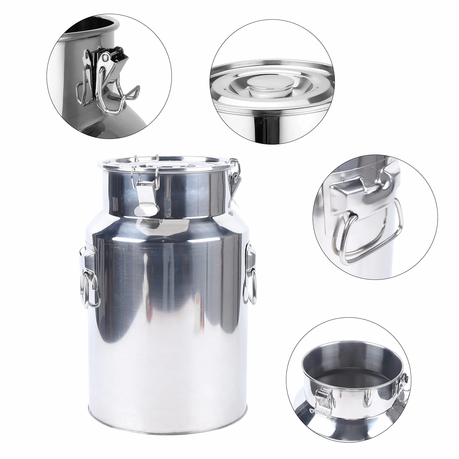 Jarra de leche de 18 L, de acero inoxidable, con tapa, asa para transportar o guardar