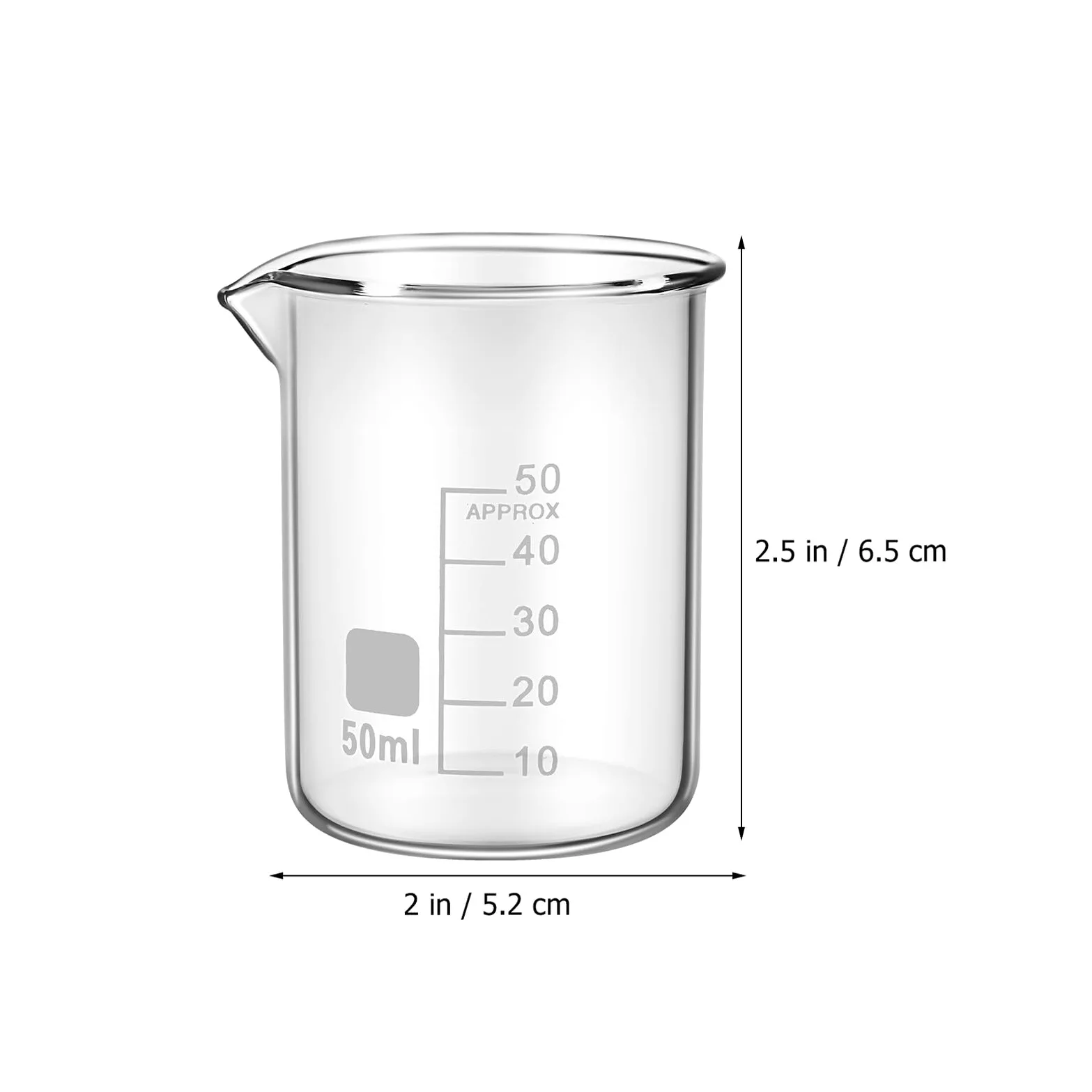 Uonlytech Vasos de Precipitados de Vidrio Graduados 50 Ml 20 Unidades Material de Laboratorio Transparente Boquilla Resistentes al Calor para Experimentos Científicos y Medición Precisa