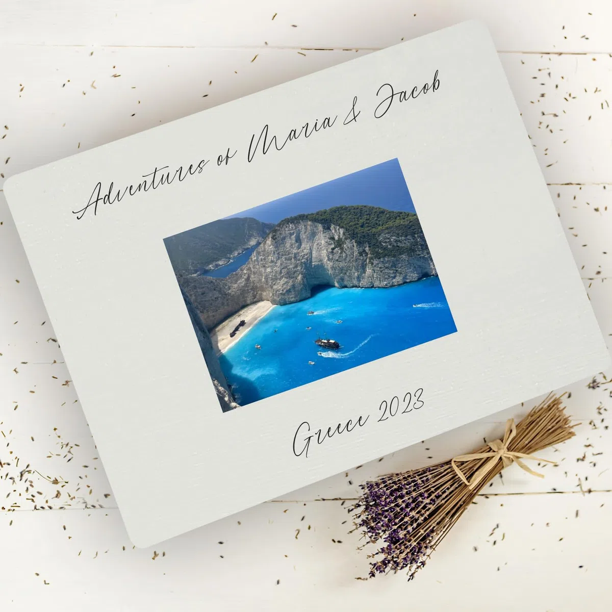 Creative DECO Blanca Caja con tu Foto y Texto Personalizado Idea de Regalo | Personalizada | Cajas Madera de Recuerdos Personalizadas | Para Mujeres Hombres y Parejas | Personalizados