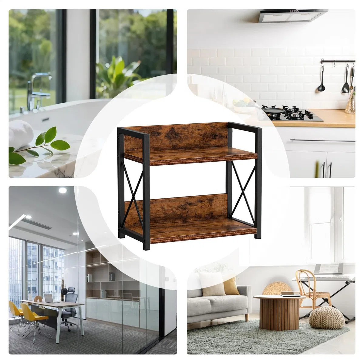 Estante de condimentos – Almacenamiento de 2 niveles de gran capacidad, estante de almacenamiento de condimentos resistente, para organización de esquina de despensa, hogar, baño, sala de estar