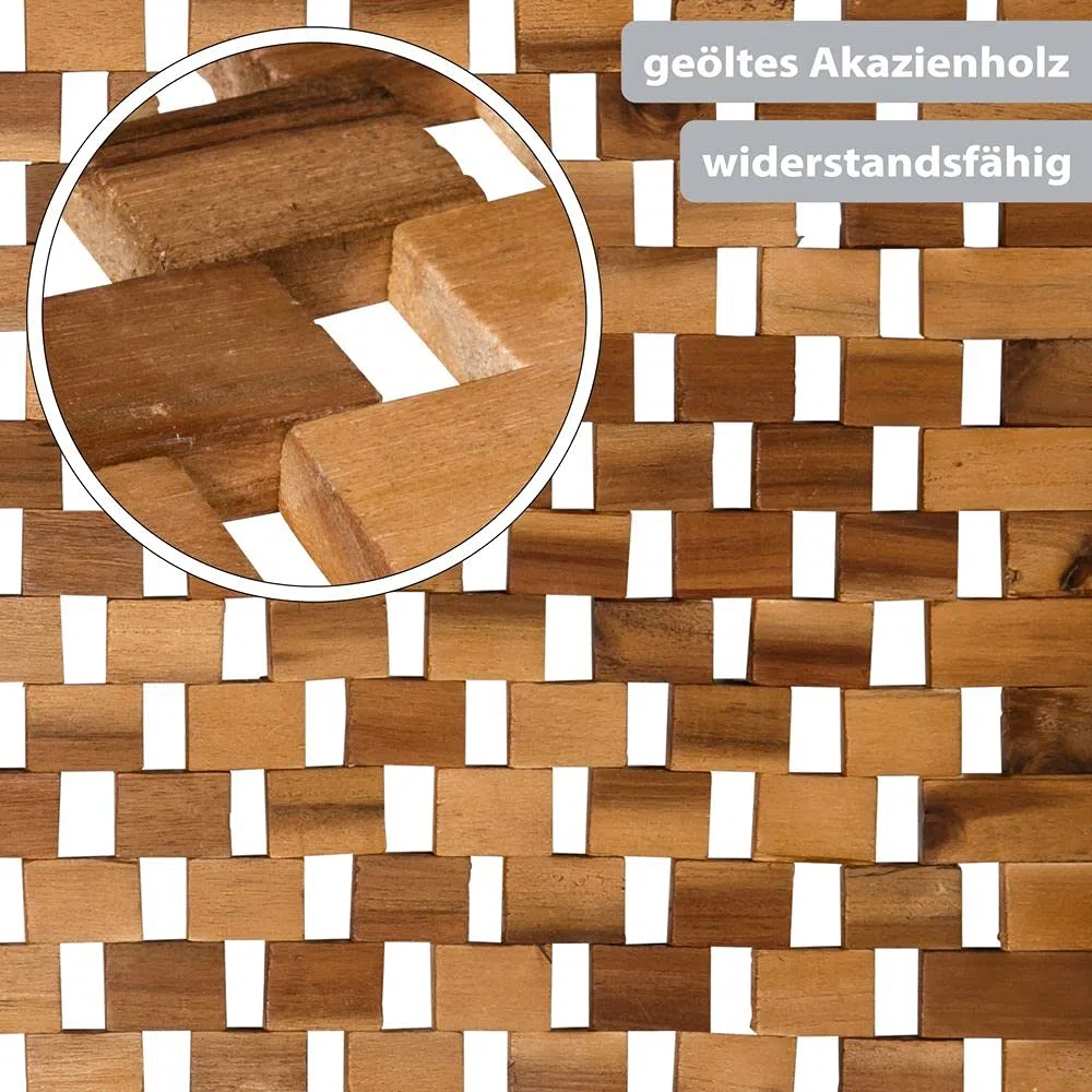 PANA® Eco - Alfombrilla de baño (madera, 60 x 100 cm, 100% madera de acacia) | Alfombrilla de madera de madera auténtica, producto natural, antideslizante, duradera, robusta, fácil de limpiar e higiénica
