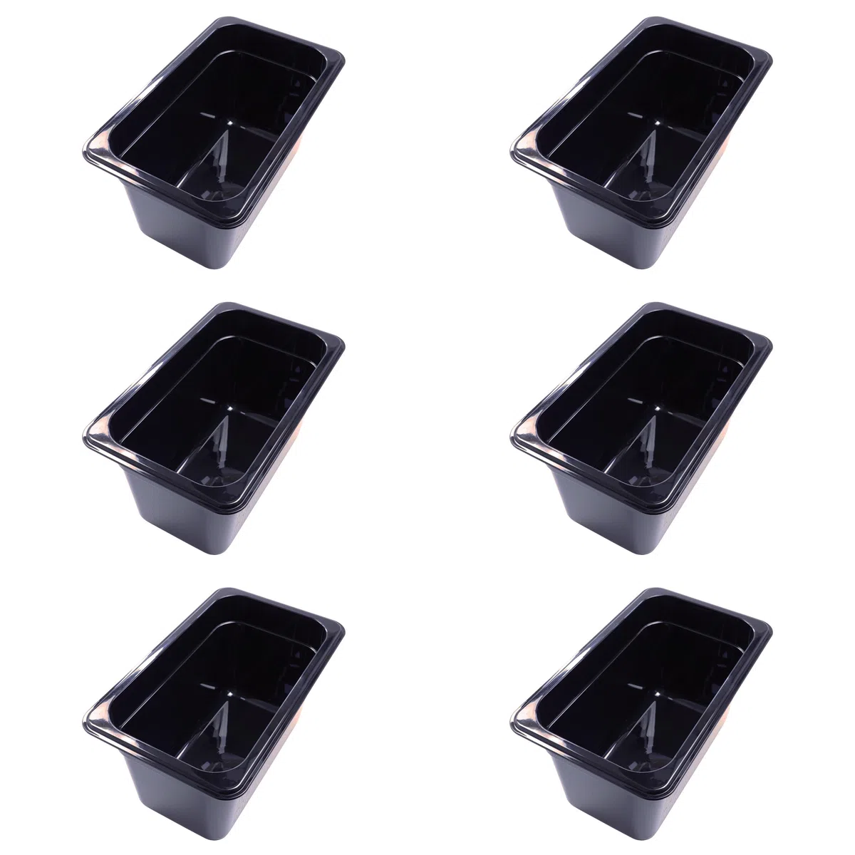 6 recipientes GN 1/4 Gastronorm GN, 4 litros de profundidad, 150 mm, plástico, color negro