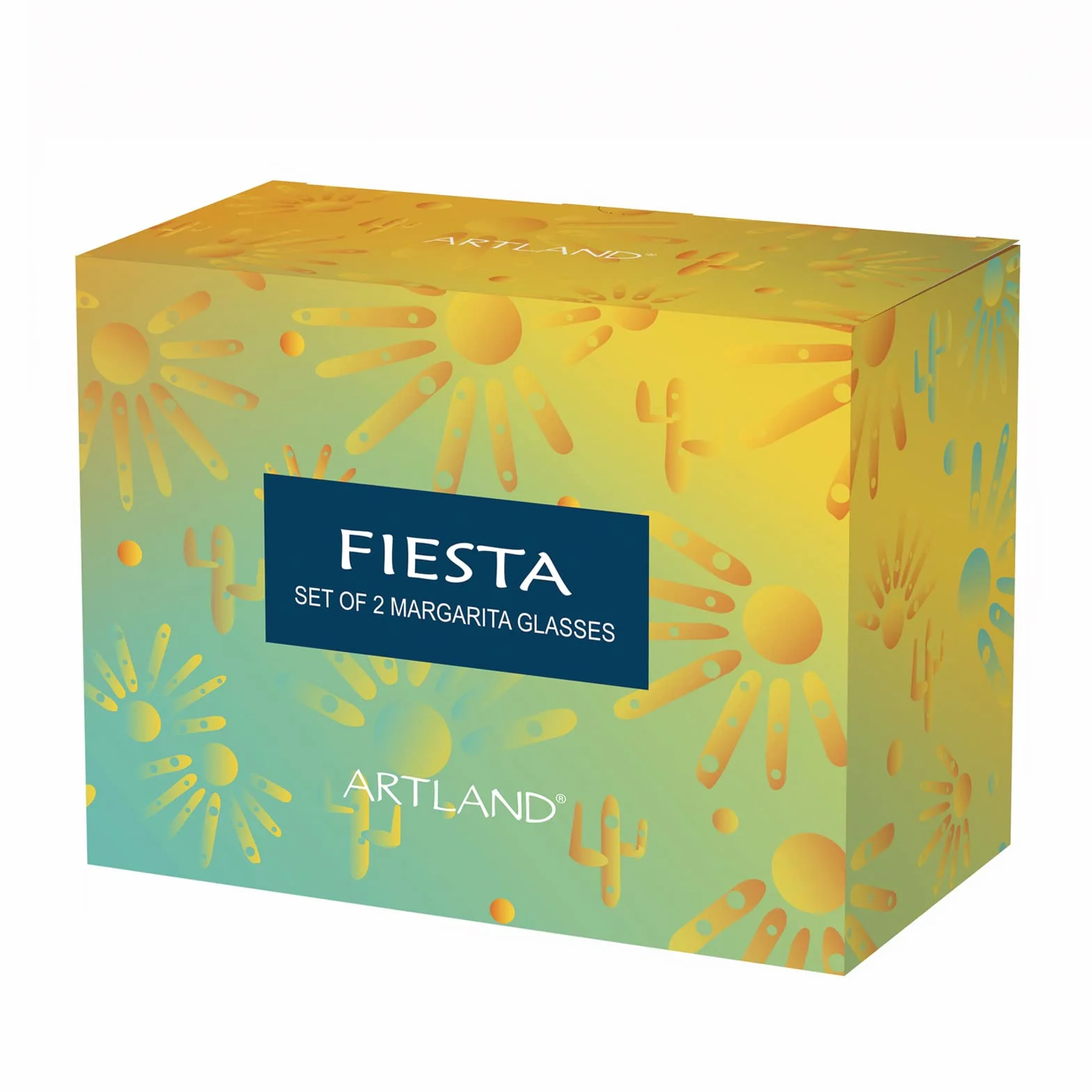 ARTLAND - Copas para margaritas Fiesta - Coloridas y eclécticas - Juego de copas para cócteles - Cristalería hecha a mano - Juego de 2
