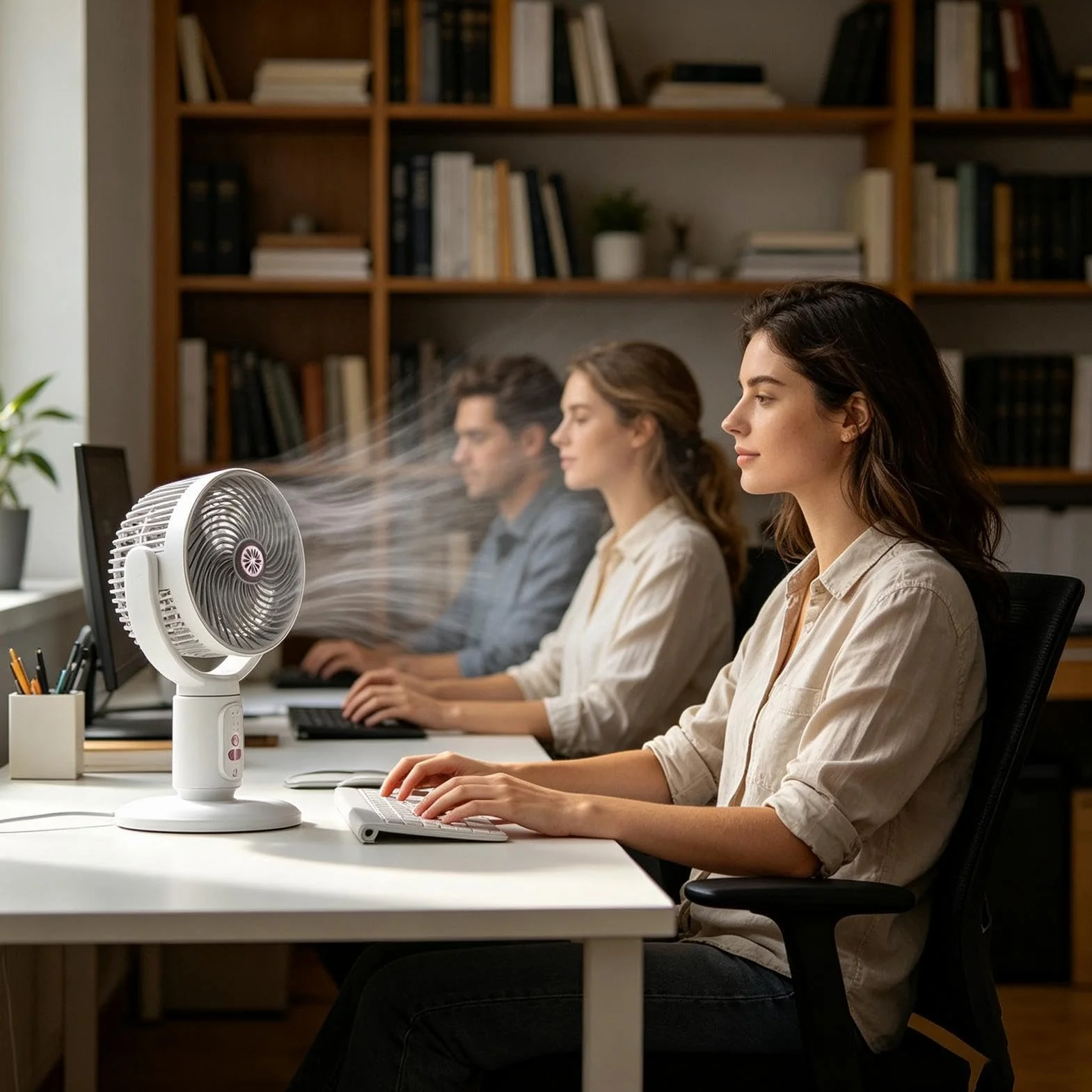 Genérico Ventilador Vertical 5 Velocidades De Con Temporizador | Torre ventilador oscilante recargable USB-C altura ajustable para playa, hogar, oficina, cocina, dormitorio, salón
