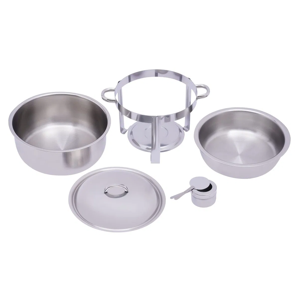 Chafing Dish - Calentador de alimentos redondo de acero inoxidable de 5 l, para buffet, catering, catering, gastro, color plateado