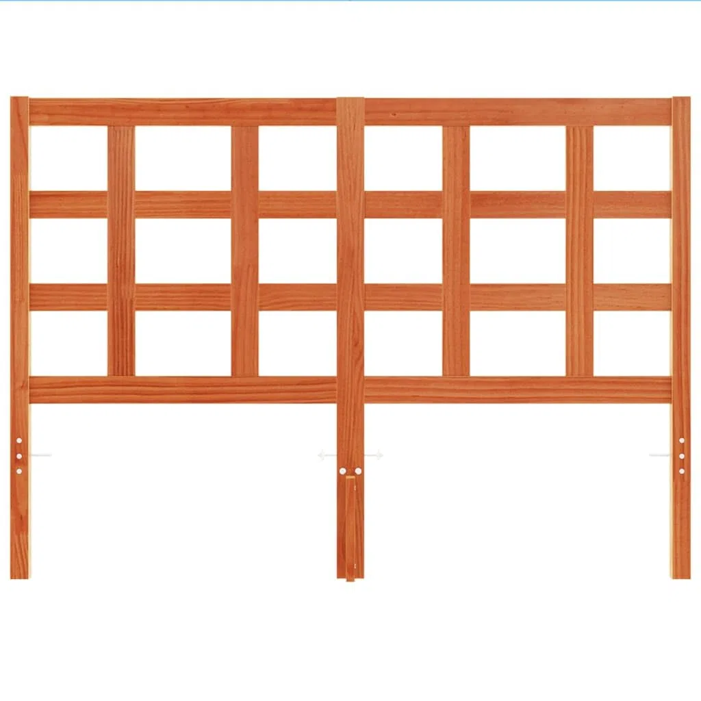 Color marrón cera, 140 cm de ancho, madera maciza de pino, diseño moderno con patas de madera estable, respaldo para colchón de 135 cm en el dormitorio