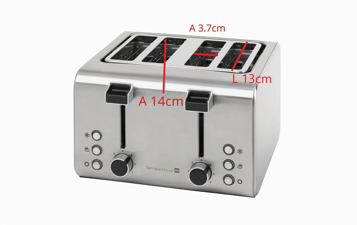 Tarrington House TA4170N - Tostadora para 4 rebanadas (1600 W, función de descongelación, repostería e interrupción, compartimento para migas, grado de tostado ajustable, almacenamiento de cables)