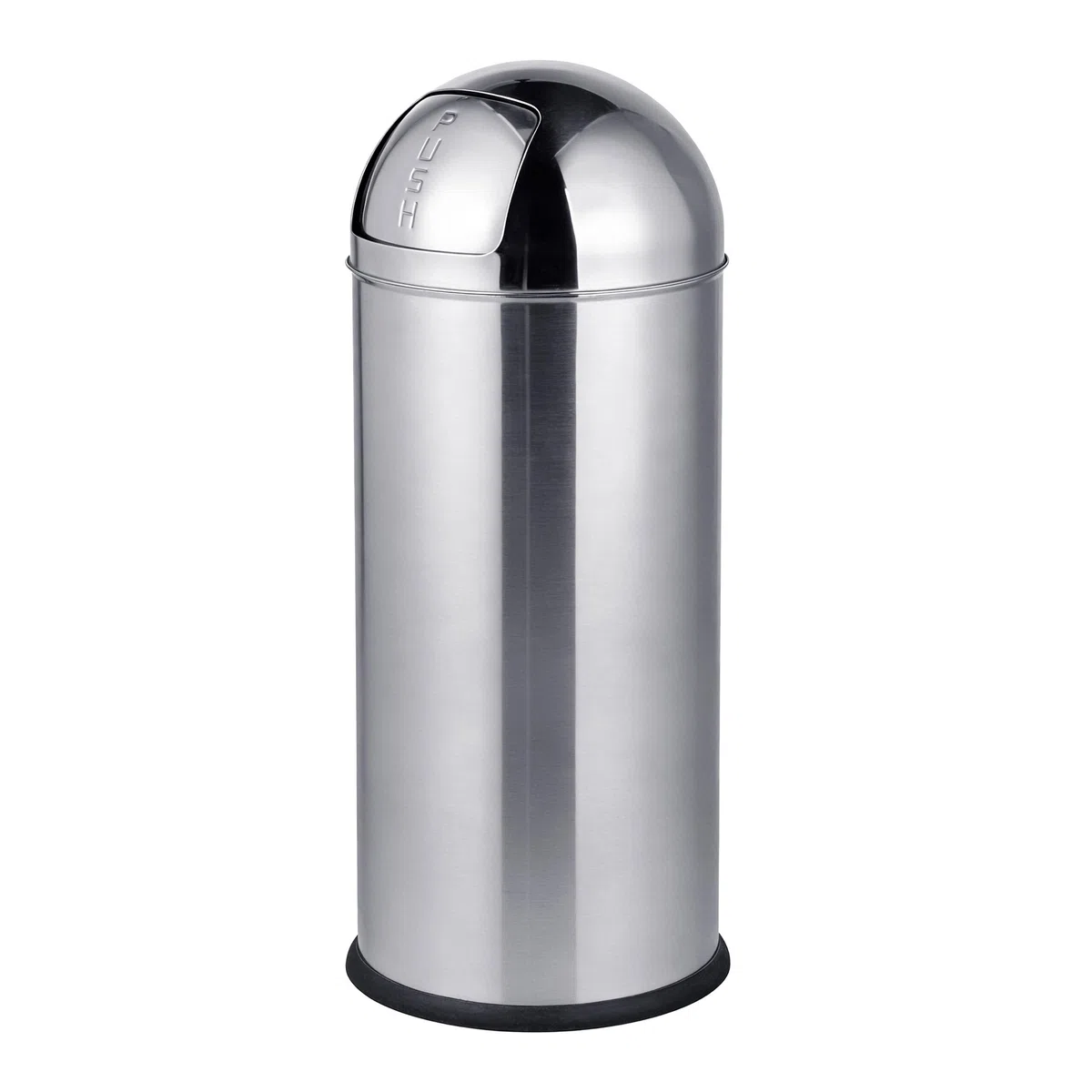 Relaxdays Cubo de basura, 70 L tapa a presión, acero inoxidable, plateado | Cubo interior extraíble con asa, cocina, baño