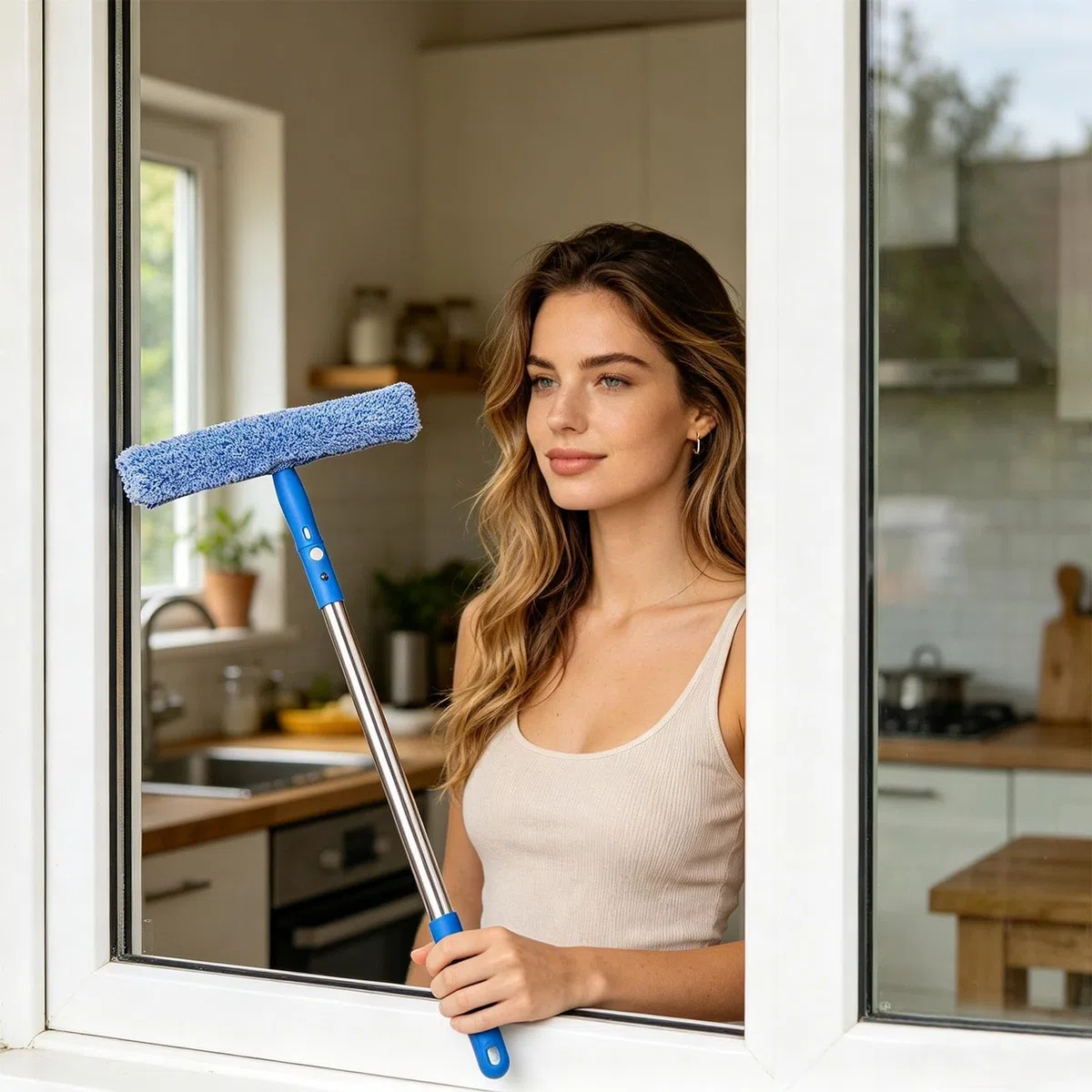 Herramientas De Limpieza De Ventanas Con Paño De Microfibra Y Pértiga | Herramientas Limpiacristales Y Cubo Para Puertas De Patio, Parabrisas De Automóviles, Azulejos Y Vidrios, Profesi
