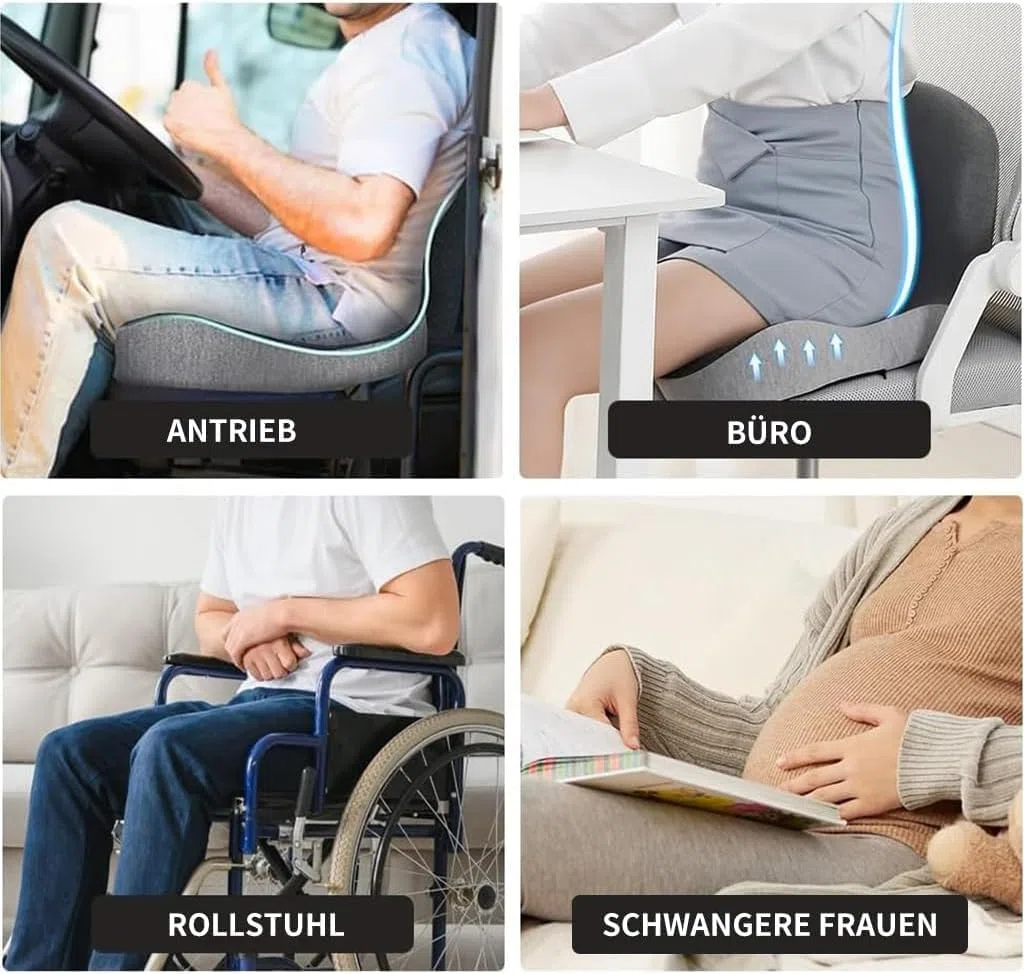 HoldOneLight Cojín ortopédico con respaldo [apoyo lateral y comodidad] Cojín de asiento para silla de oficina y coche - Ergonómico, cojín de asiento