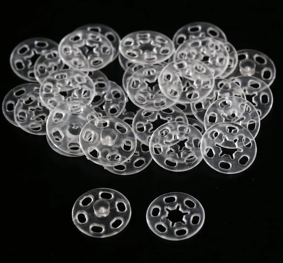 GANSSIA Botones a presión de plástico de color transparente de 15 mm para coser camisas, prendas, paquete de 80 unidades