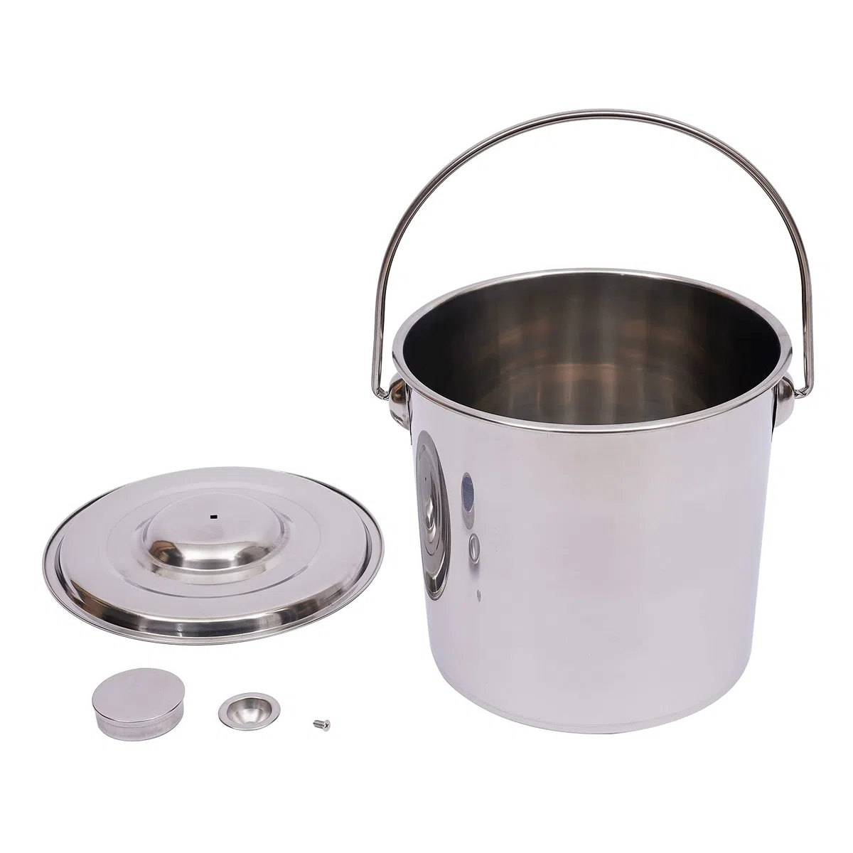 Bidón para alimentos de acero inoxidable, almacenamiento sellado, cubo de alimentos, depósito de agua con tapa para mango de pail resistente, acero inoxidable 304, a prueba de insectos y a prueba de