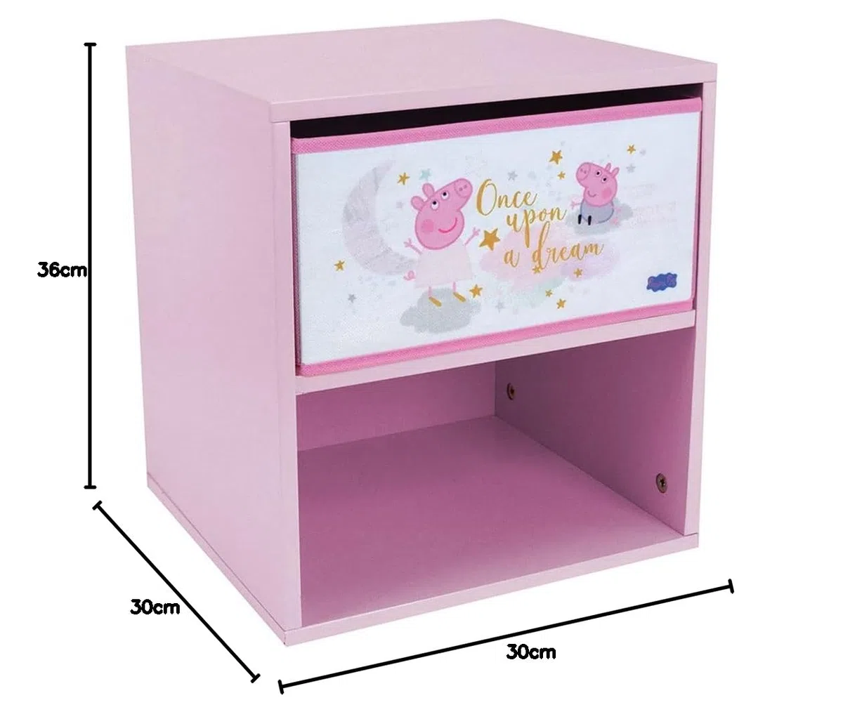 Fun House Infantil 713497 Peppa Pig - Mesita de Noche con cajón H.36 X L. 33 x 30 cm, Color Blanco