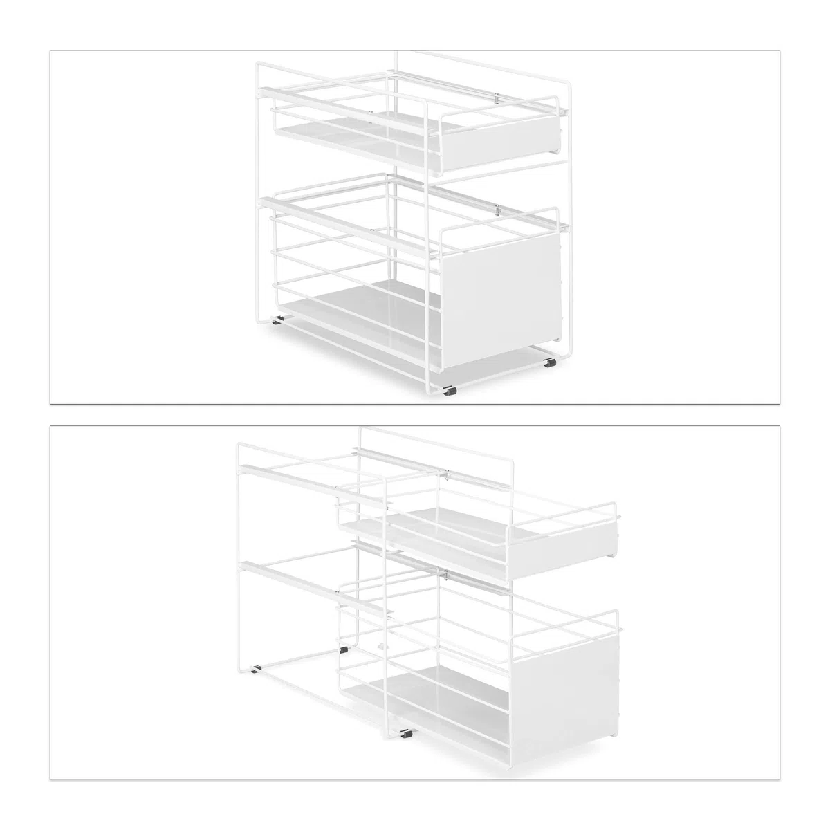 Relaxdays Organizador de cocina, 2 Cestas, Estantería extraíble Cocina y Baño, 39,5x25x40,5 cm, Color Blanco