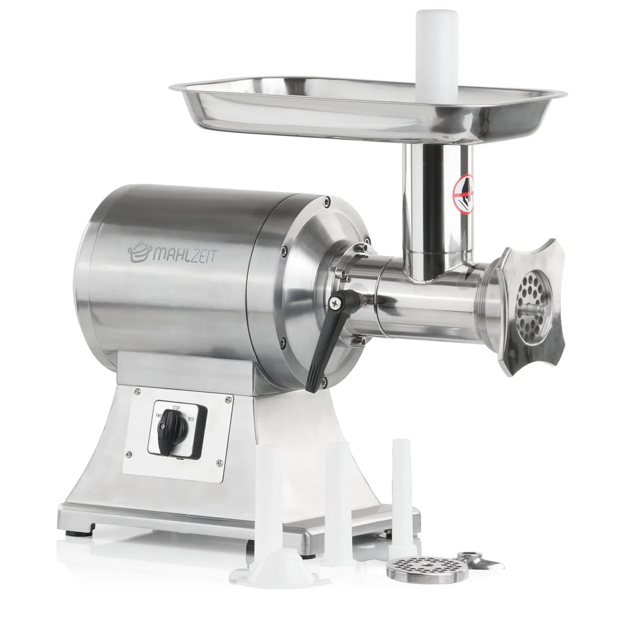 Mahlzeit picadora de carne de acero inoxidable eléctrica | plata | 650W - 150kg/h | Picadora de carne picadora con embutidor de embutidos cortador de carne