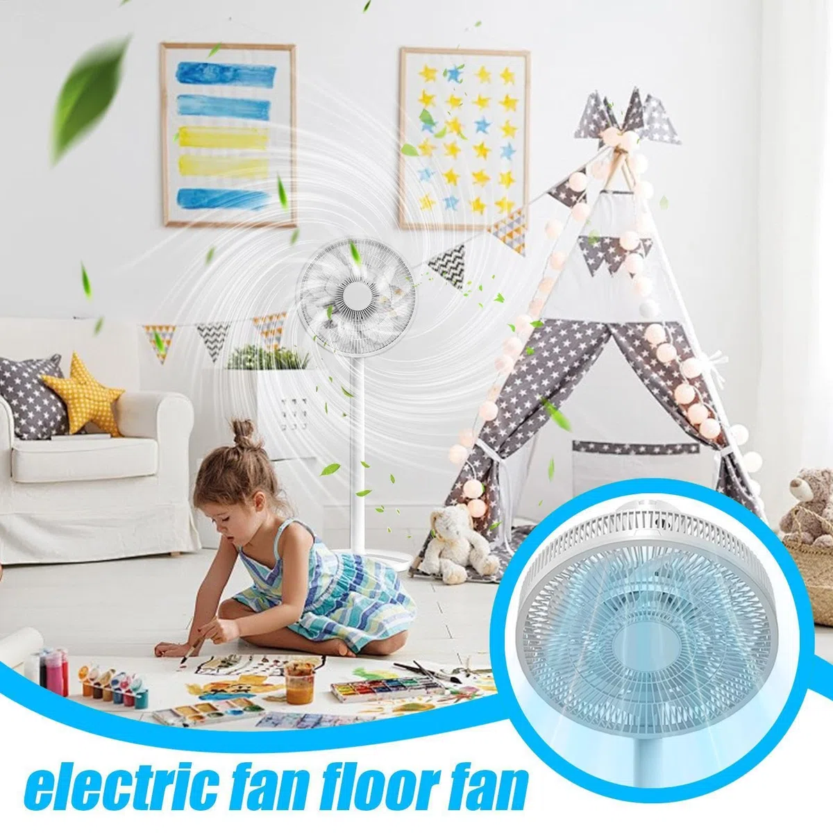 Ventiladores de pie para el hogar Unidad de pie oscilante y silenciosa | Ventiladores para el dormitorio adecuados para la sala de estar, la oficina, el hogar, la cocina, el interior y el