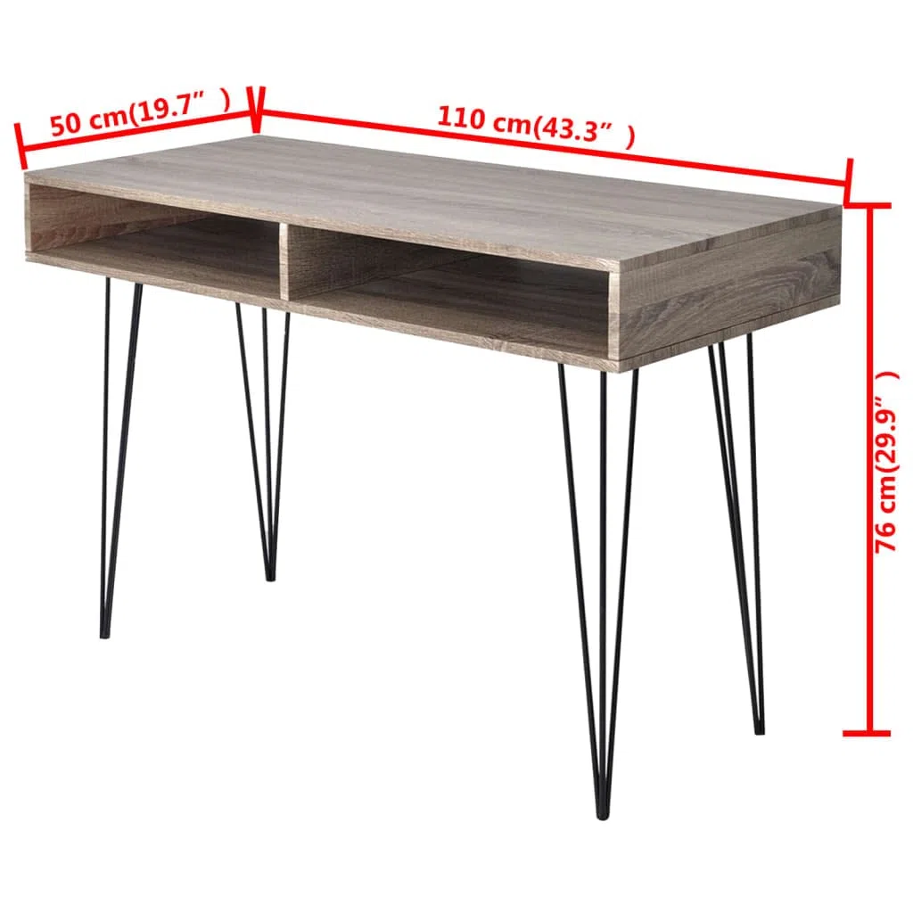 Escritorio con 2 compartimentos de color gris, tablero de fibra de densidad media y patas de metal macizo, mesa de ordenador estable para el hogar y la oficina, amplia superficie de trabajo