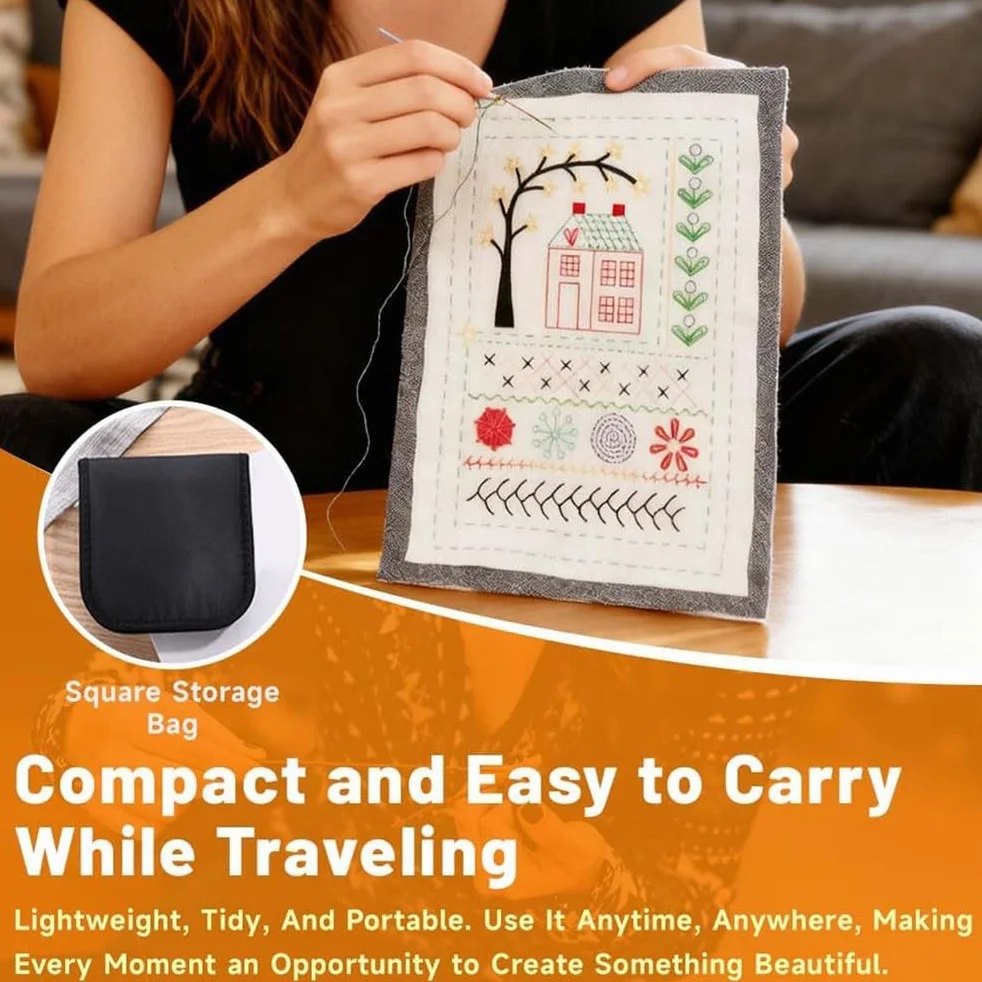 Libro De Bordado para Principiantes, Kit Practica Costura, Kit De Libro De Bordado DIY, Libro De Bordado Y Kit De Costura PortáTil, con Tutorial Y 106 Patrones
