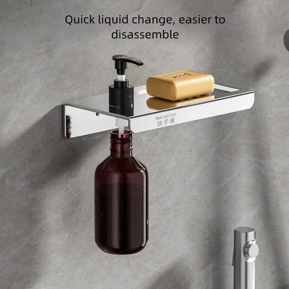 Dispensador de jabón de acero inoxidable montado en la pared con depósito de plástico transparente para facilitar el relleno, solución de almacenamiento duradera, diseño translúcido para controlar los