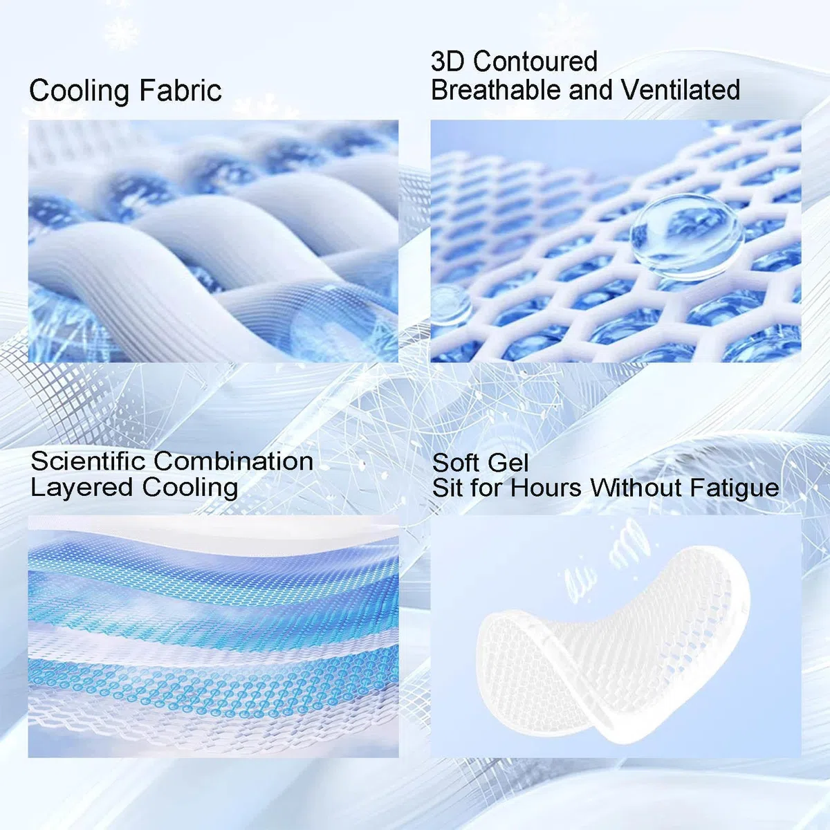 Cojín Silla Oficina Tejido de Refrigeración 3D Cojín Silla Ruedas Fina, Transpirable y Cómoda para Automóviles, Sillas de Oficina, etc.,Gray-RhombusStyle-Seatcushion+Backcushion