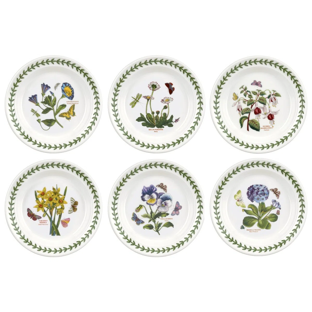 Portmeirion Botanic Garden- Juego de 6 platos laterales de 16,5 cm, mezcla y combina, diseño inglés, apto para lavavajillas, microondas, horno caliente y congelador