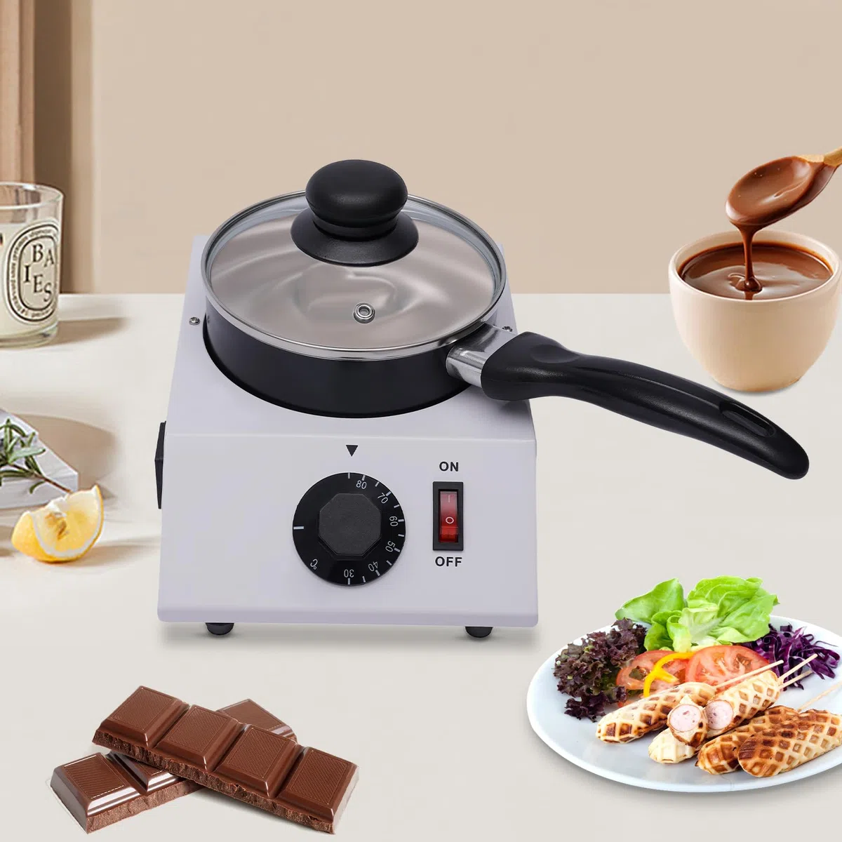 Derretidor de chocolate eléctrico YUNRUX Chocolate Melzmaschine Melzgerät Candy Melztiegel Chocolate Küchenwerkzeug Caliente Chocolate Máquina Profesional Melttopf Temperiergerät